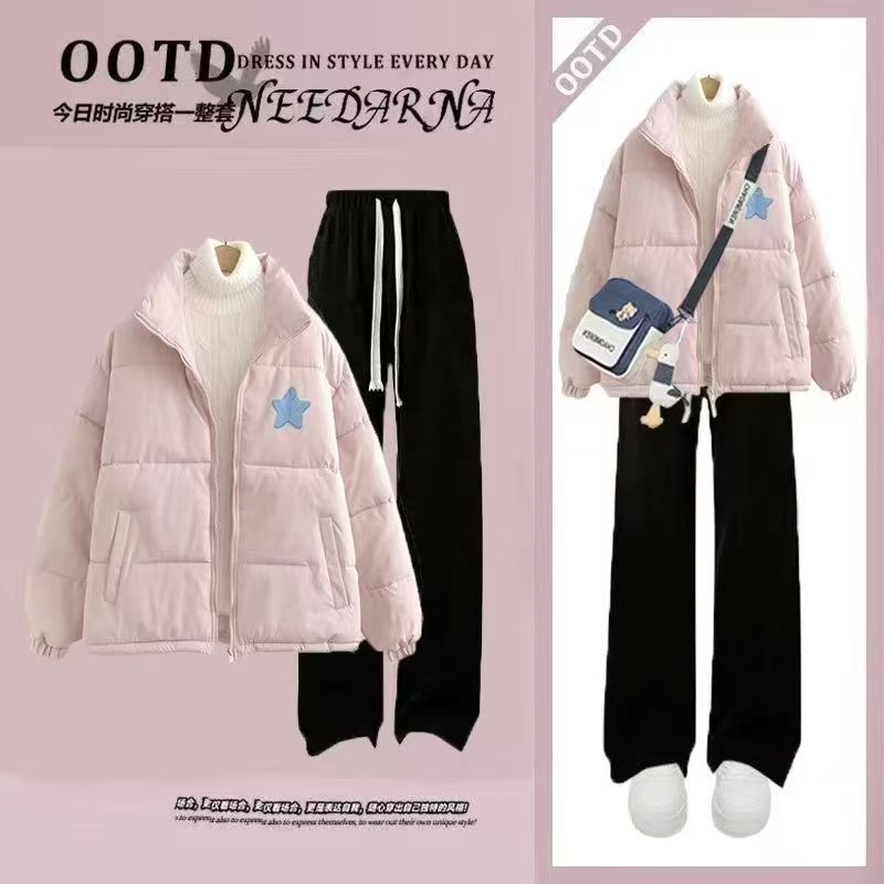 女大童棉服冬装套装2025新款中学生洋气时髦巨好看保暖外套两件套
