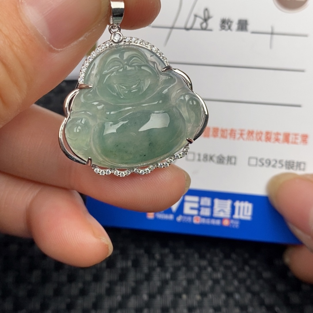翡翠颈饰银S925镶嵌吊坠