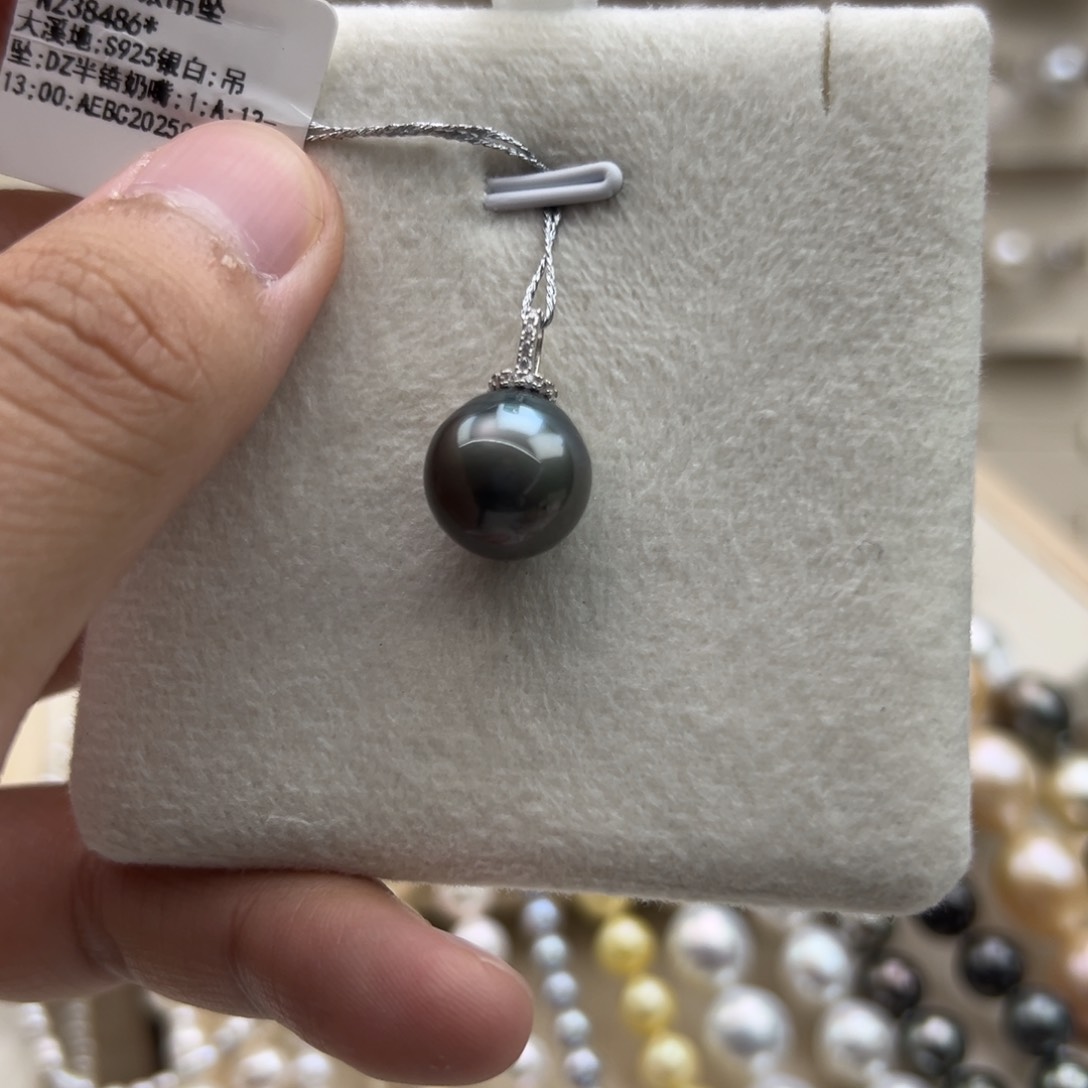 银S925镶嵌吊坠(不含链)海水珍珠12.2mm大溪地吊坠