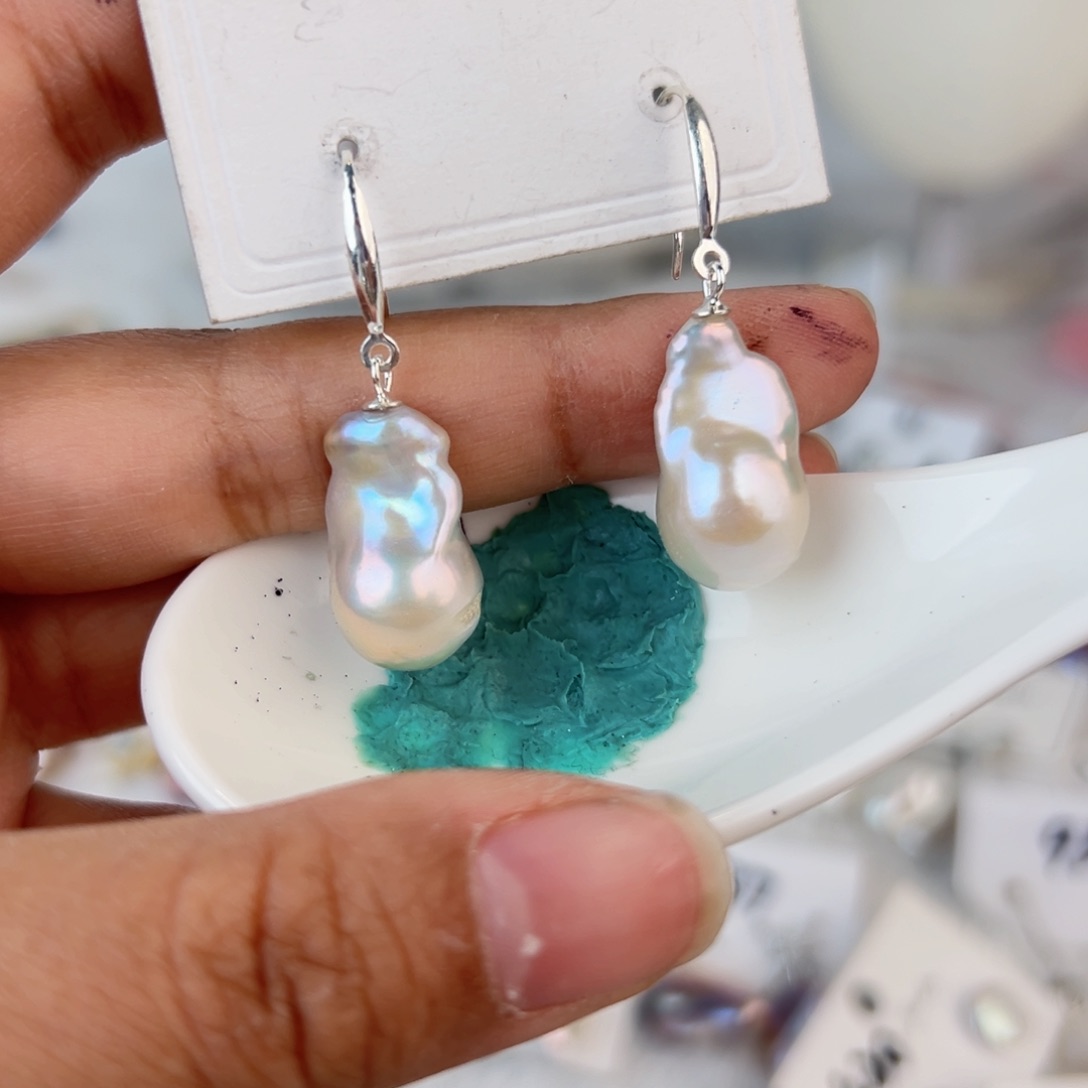 淡水珍珠耳饰银S925镶嵌