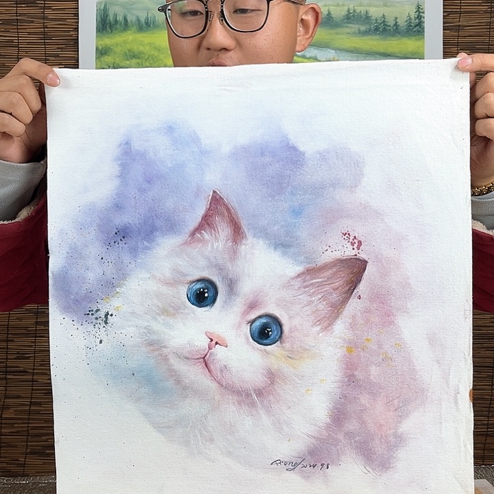 油画行路人小院绘画作品竞拍成功