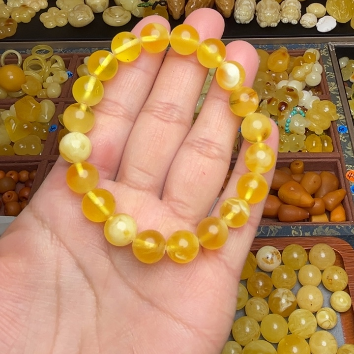 蜜蜡未镶嵌珠宝奇石天然蜜蜡金绞蜜手串