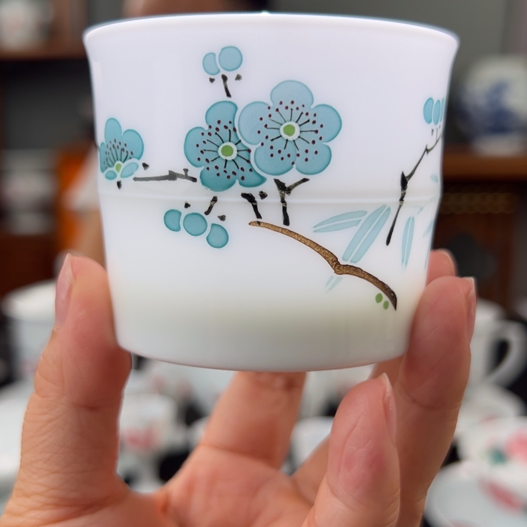 玉泥翠竹绿梅竹节杯