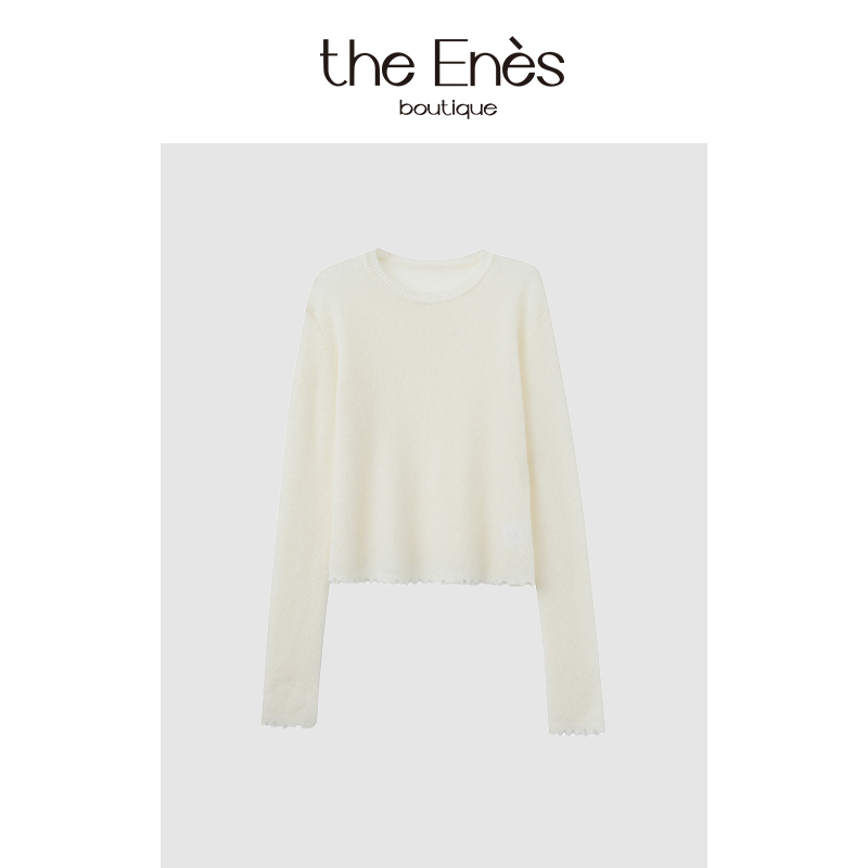 THE ENES 裸感云朵绵羊毛马海毛毛边针织