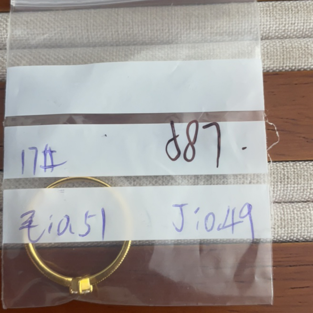 克重0.49 17号 白钻小方戒6D戒指 足金999