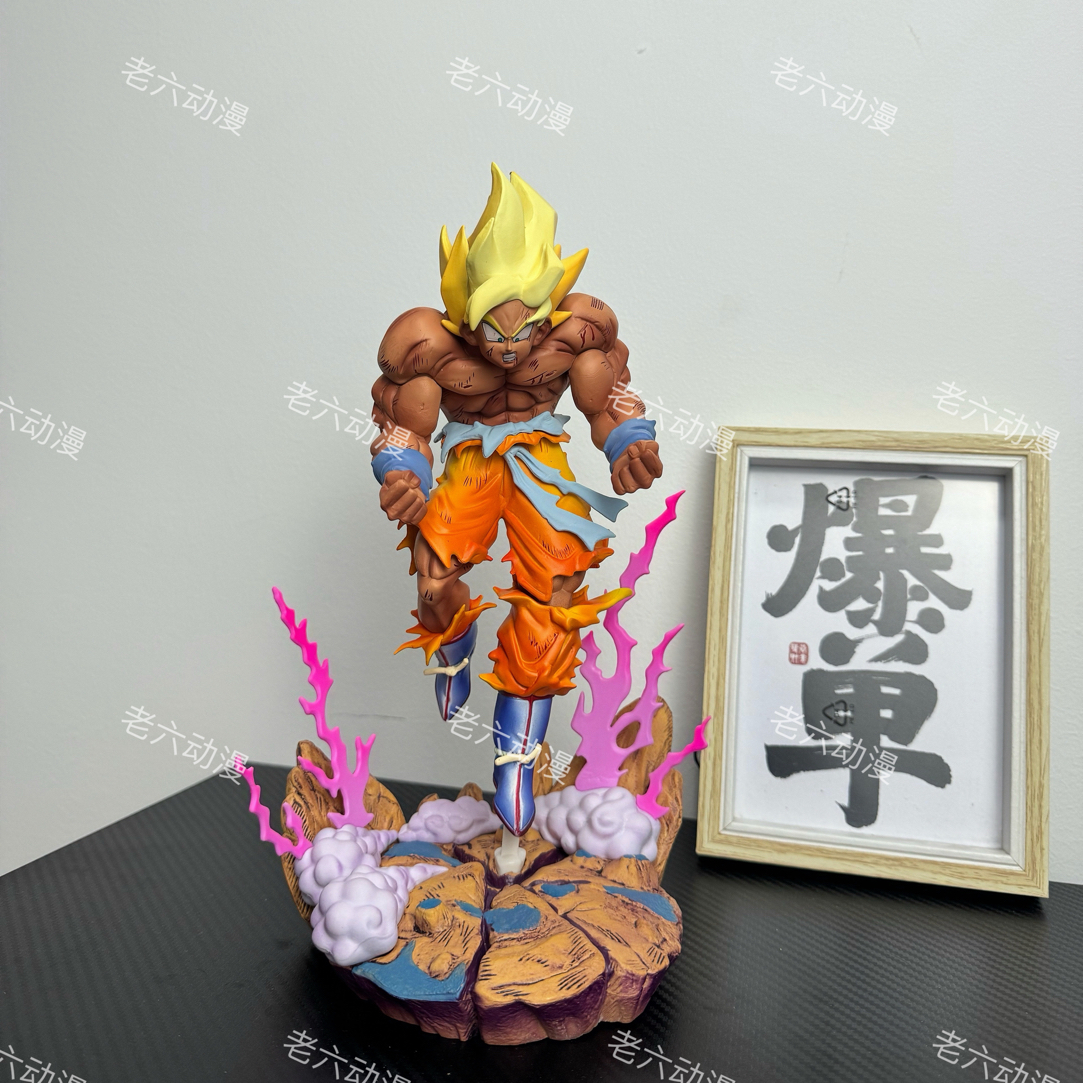 【老六实拍】七龙珠 爆气初超悟空28cm 动漫手办摆件