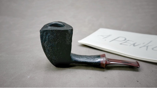 俄罗斯彭科夫自由式多面体宽柄桌斗喷砂石楠木手工烟斗