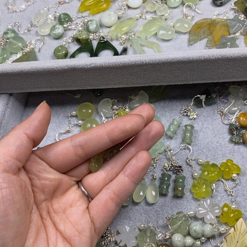 【闪购商品】蛇纹石玉挂件耳饰耳环项链未镶嵌一***.