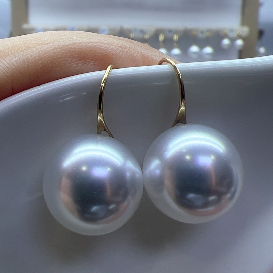 淡水珍珠耳饰18K金镶嵌