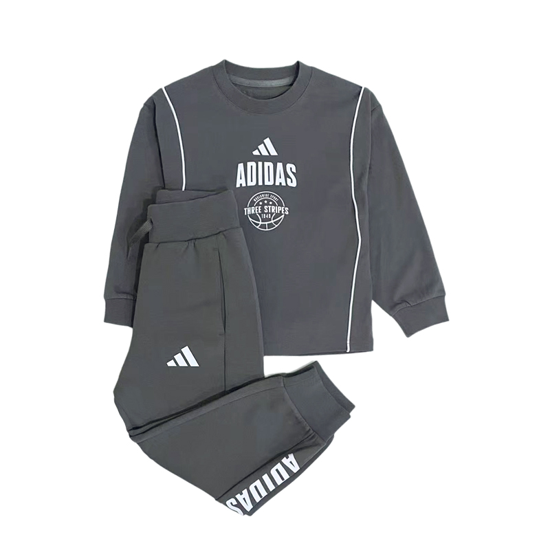 Adidas阿迪达斯儿童装25春新款男女小童中性风圆领运动套装KC1551