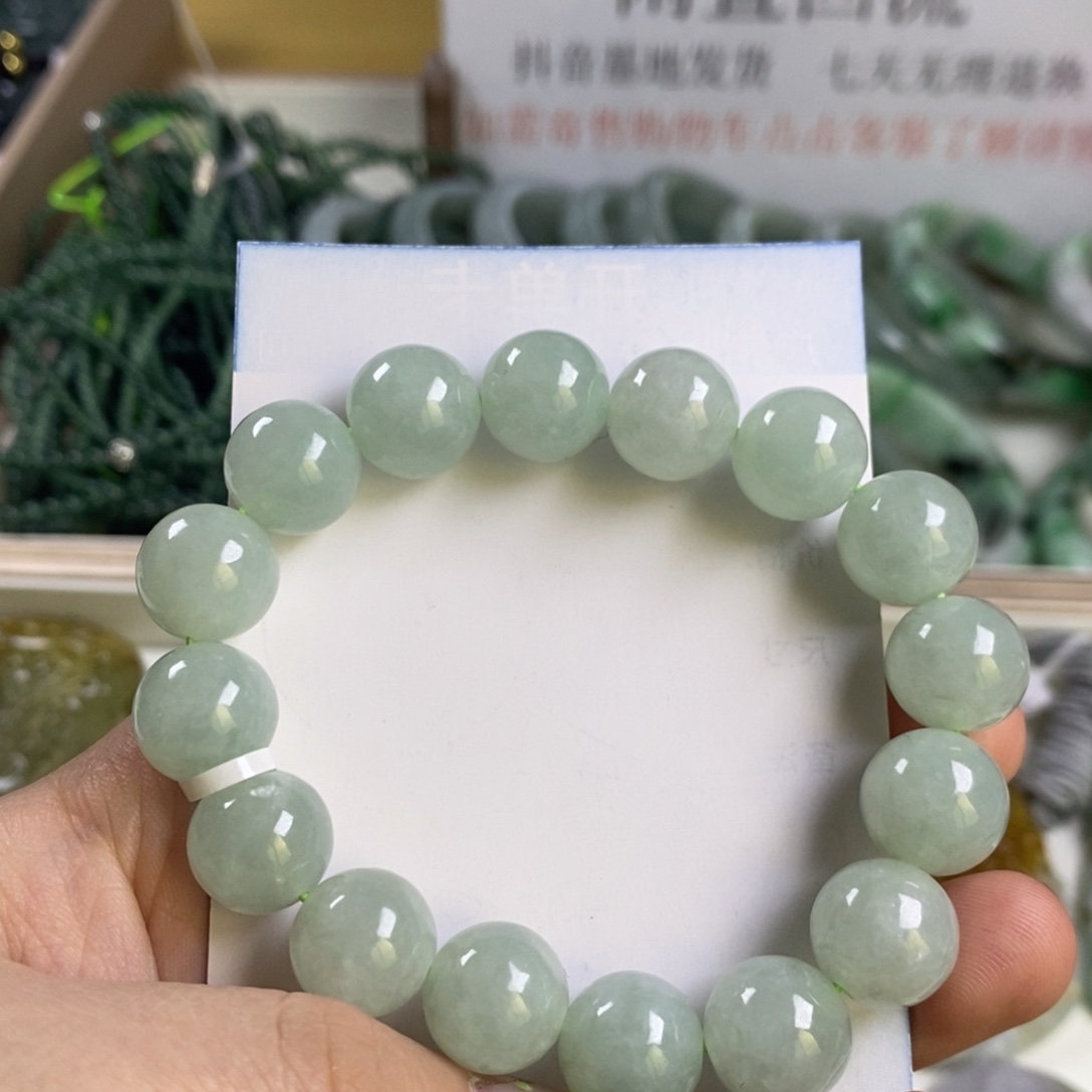 翡翠未镶嵌颈饰4翡翠A货手串12mm+