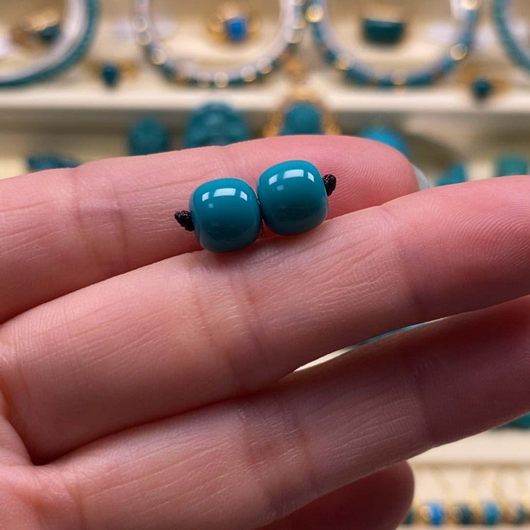 未镶嵌绿松石珠宝奇石直径7.9×7.2老型对珠