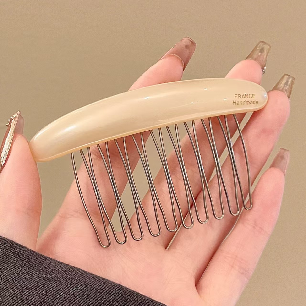 定制蓬松高颅顶发梳插梳侧边刘海发夹女2025新款高端碎发整理发卡