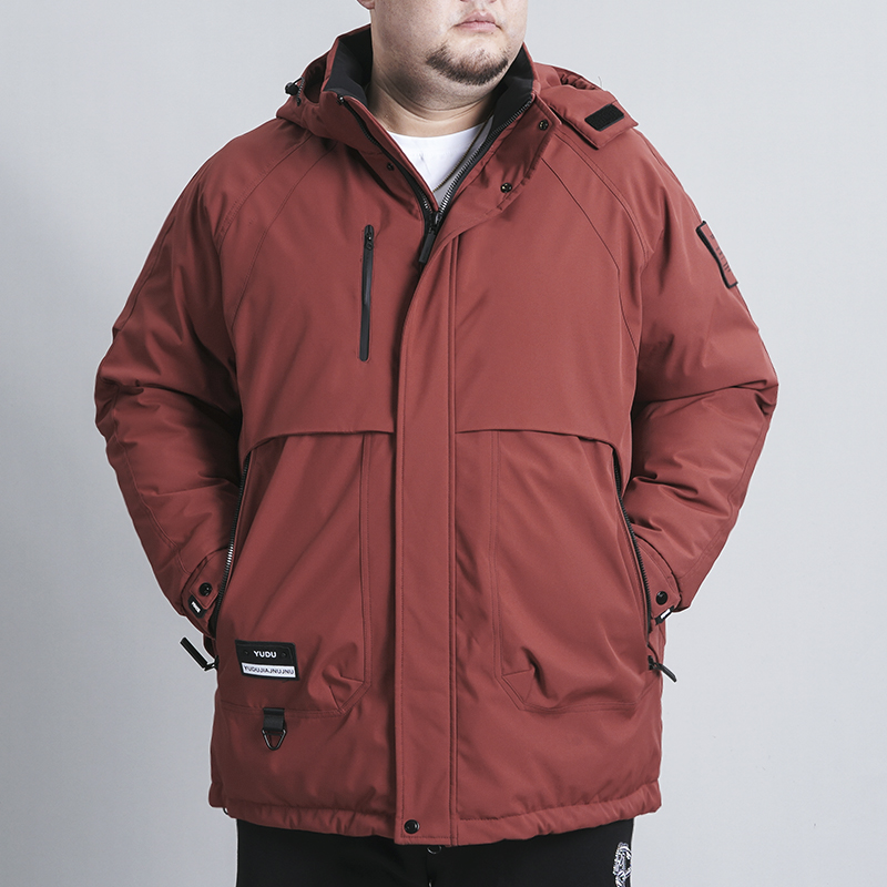 LIUGEJIA/六个加大码男长款秋冬加绒风衣外套连帽可拆卸YDJJ-2560