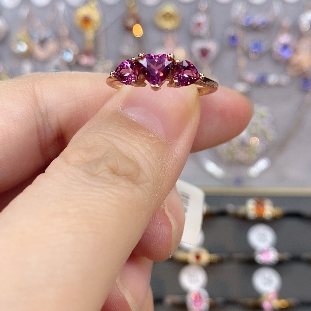 石榴石（紫牙乌）戒指银S925镶嵌