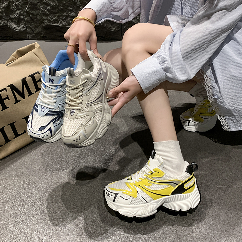 爆款厚底百搭老爹鞋女2025夏季增高显脚透气休闲鞋运动女鞋子春秋
