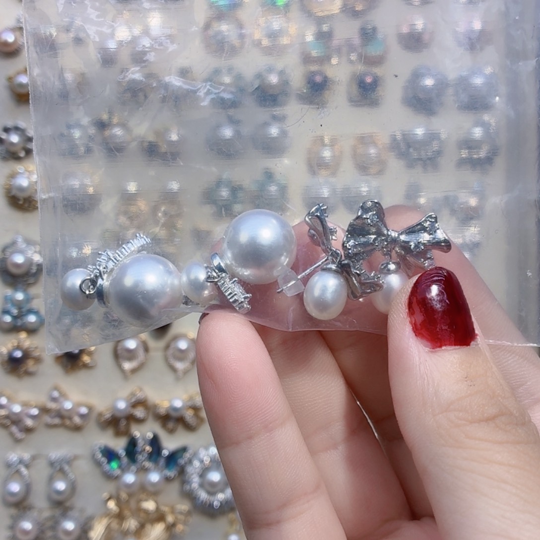 合金淡水珍珠耳饰