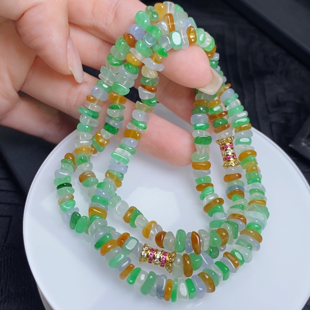 翡翠未镶嵌项链随形多宝手链项链两用款