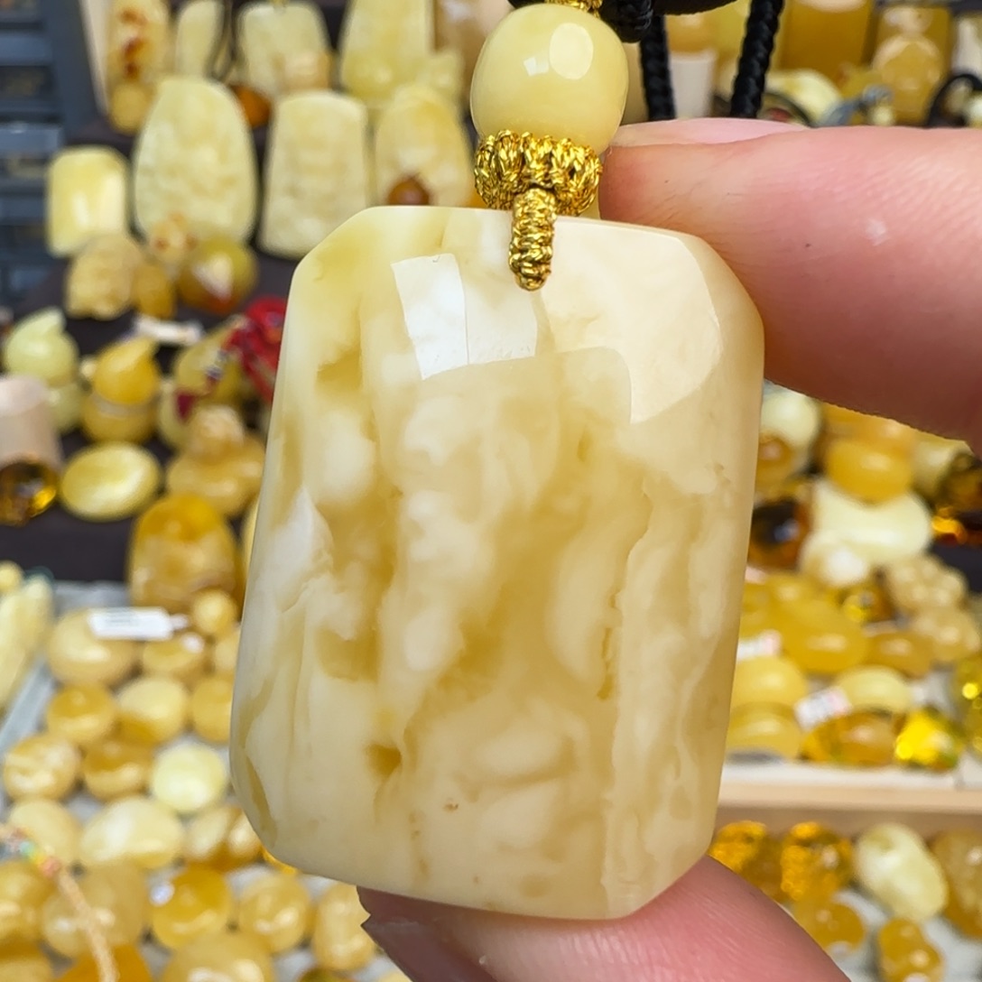 未镶嵌蜜蜡套链天然俄料浓白妖花蜜蜡无事牌