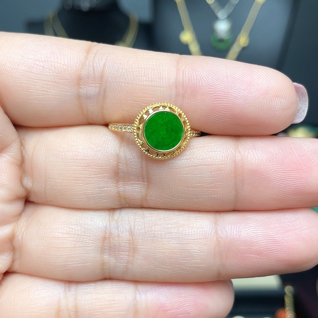 翡翠戒指银S925镶嵌翡翠