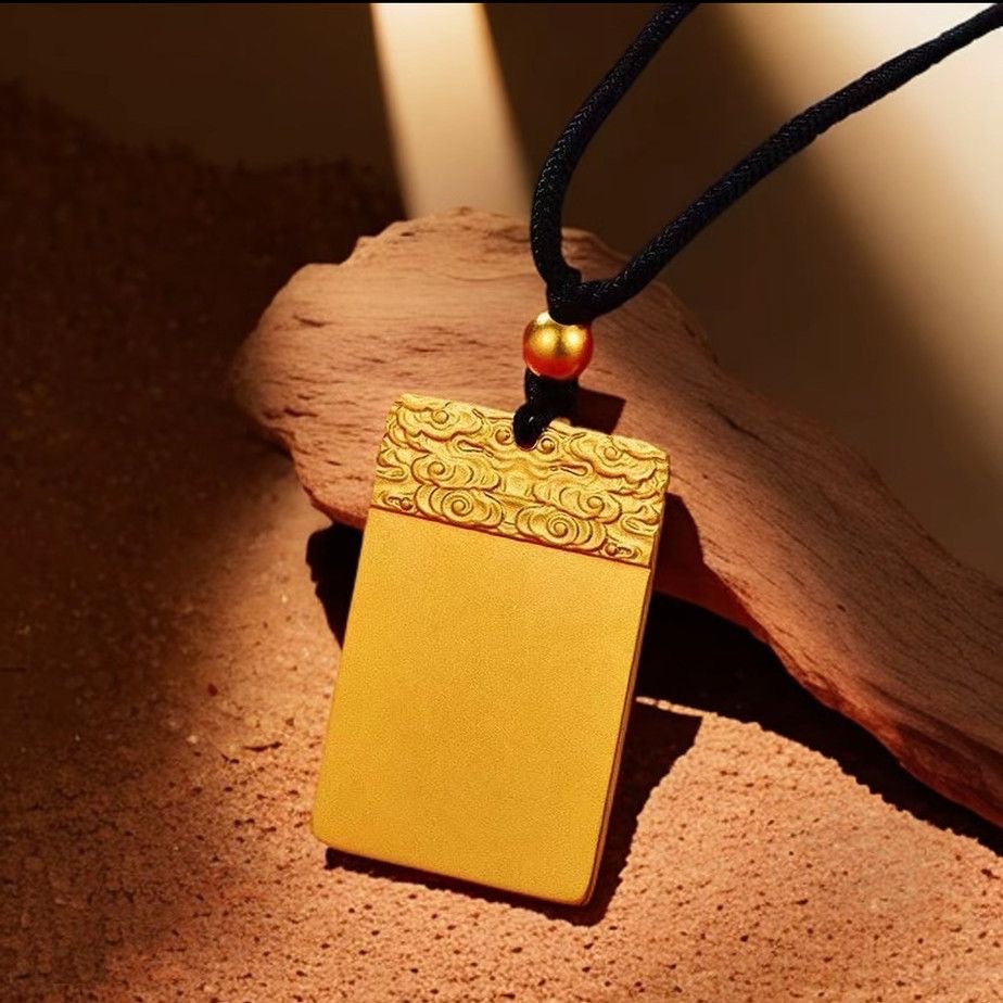 铜合金吊坠 祥云无事牌实心时尚情侣挂坠素款磨砂项坠哑光男女款