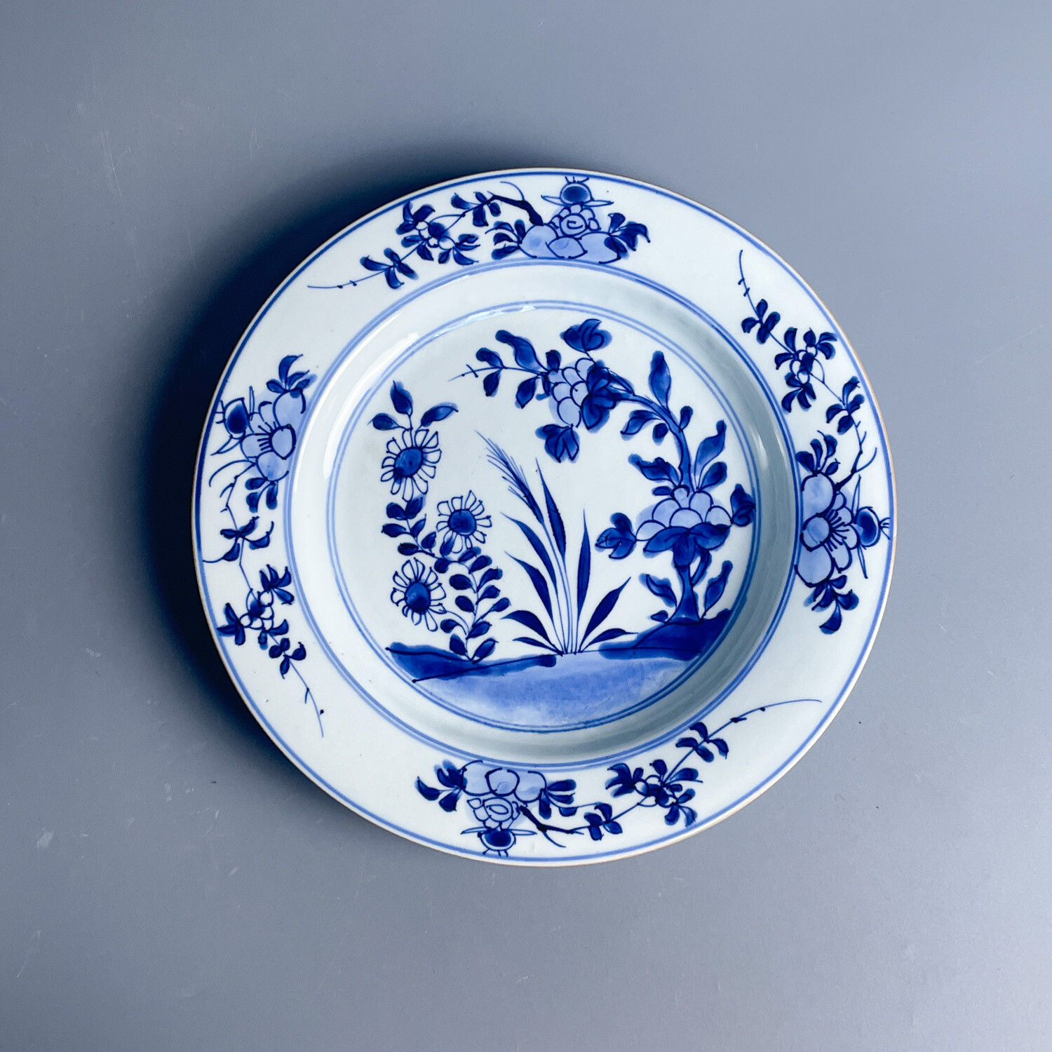 清康熙青花花卉盘4-M25LR008586-05