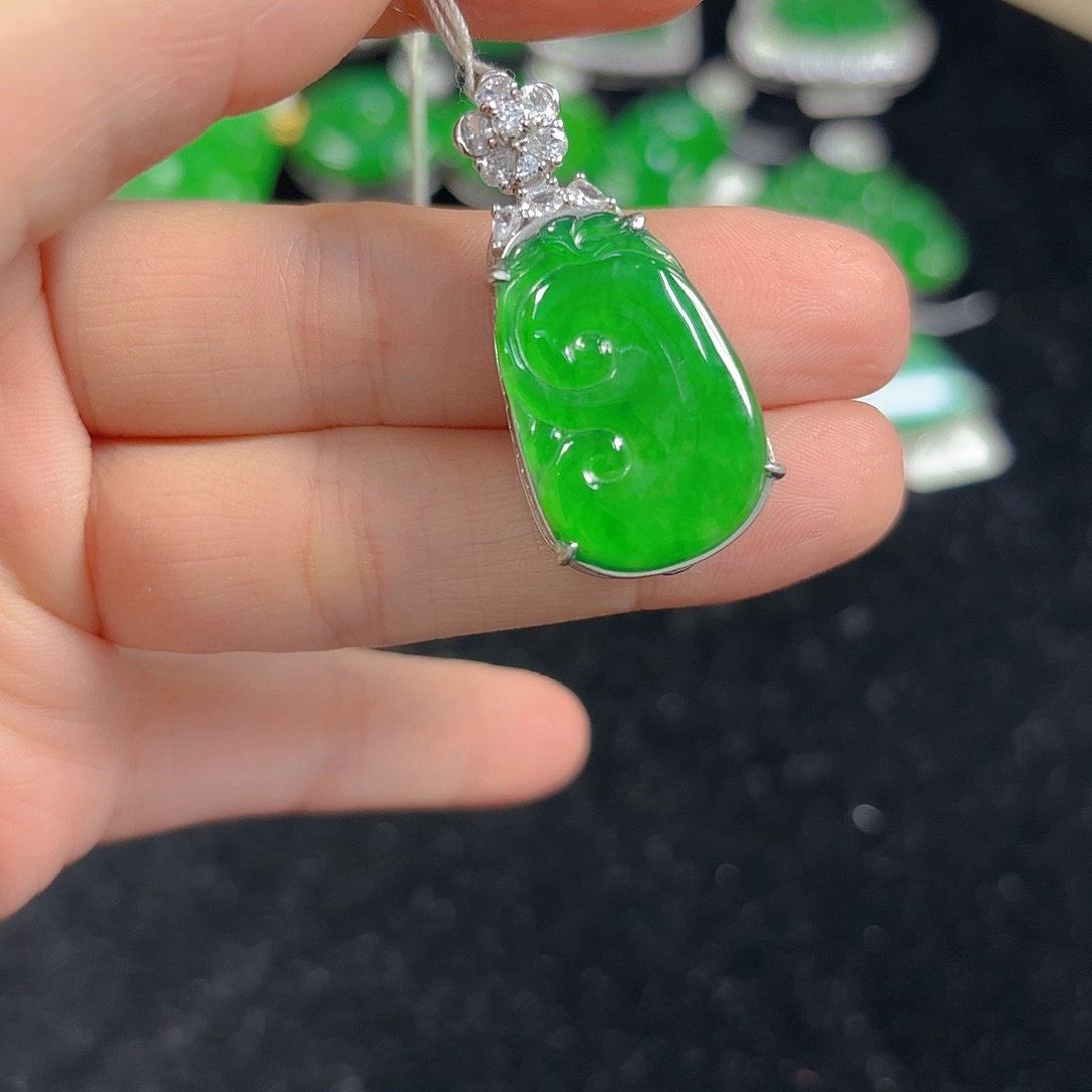 翡翠银S925镶嵌吊坠(不含链)