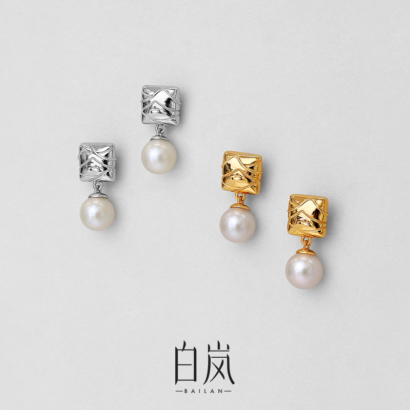 白岚剪春耳钉925银珍珠耳饰耳环女士小众设计新款轻奢配饰ED4579