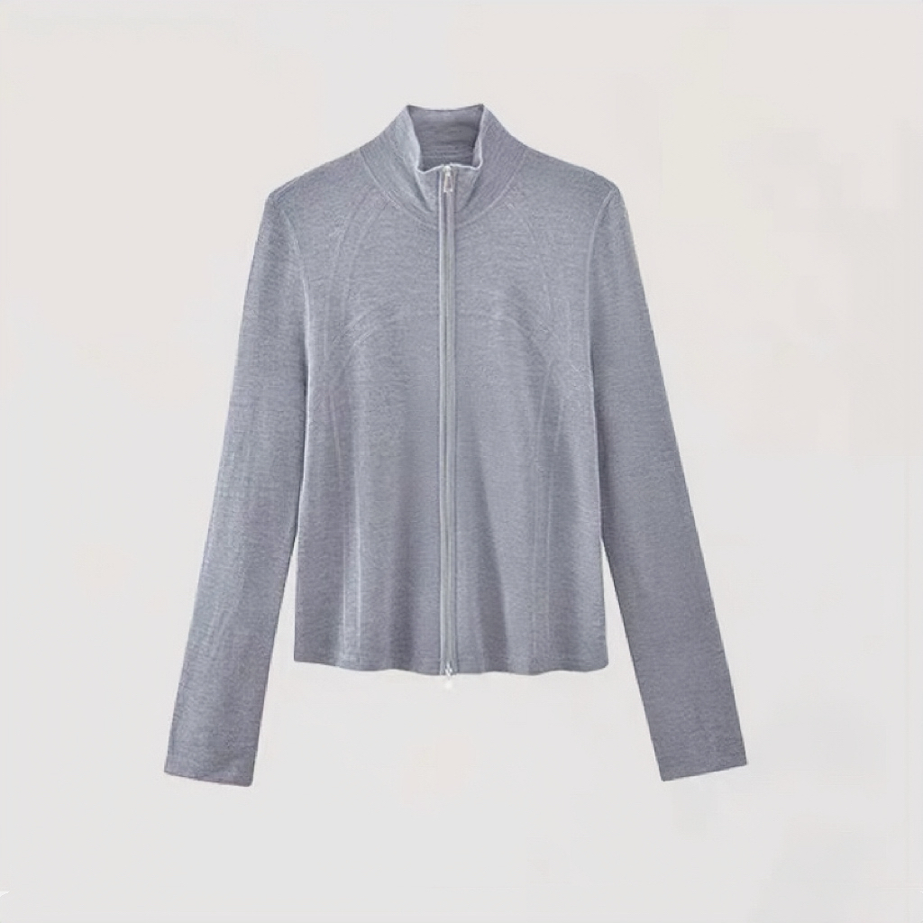 【F·J】精纺羊毛开衫女秋冬半高领针织显瘦上衣纯色外套BY06-C9616