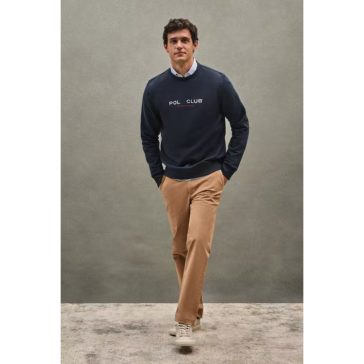 小马俱乐部男士圆领卫衣薄绒运动休闲长袖户外秋冬打底内搭