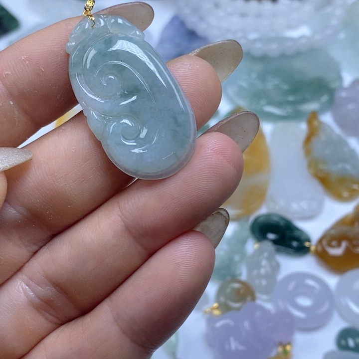 翡翠18K金镶嵌吊坠(不含链)