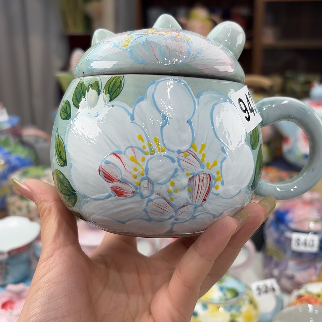 瓷片景德镇手绘高温釉下彩陶瓷茶具