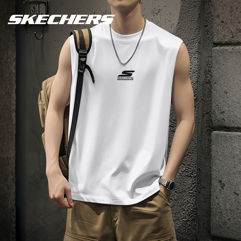 斯凯奇夏季2025新款跑步健身速干针织透气无袖T恤衫舒适潮流短袖T