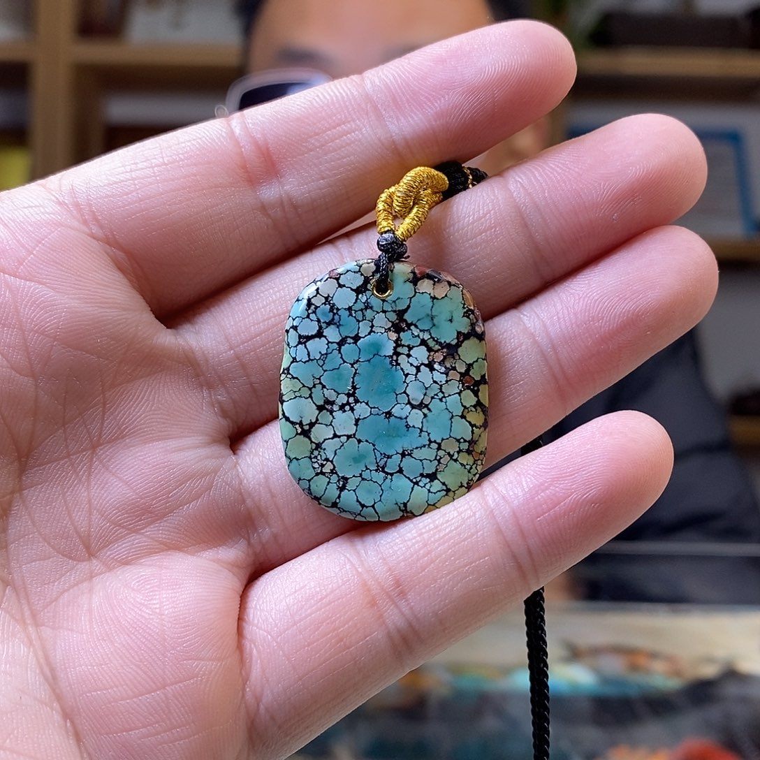 绿松石未镶嵌三彩无事牌