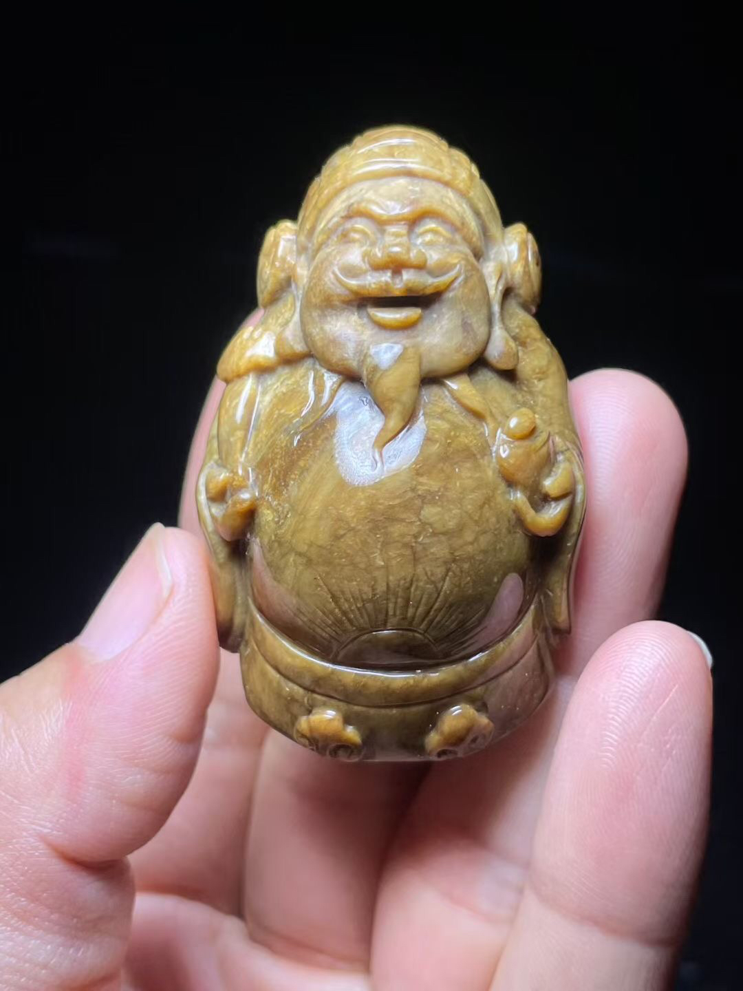 缅甸琥珀老矿黄油根财神吊坠16克