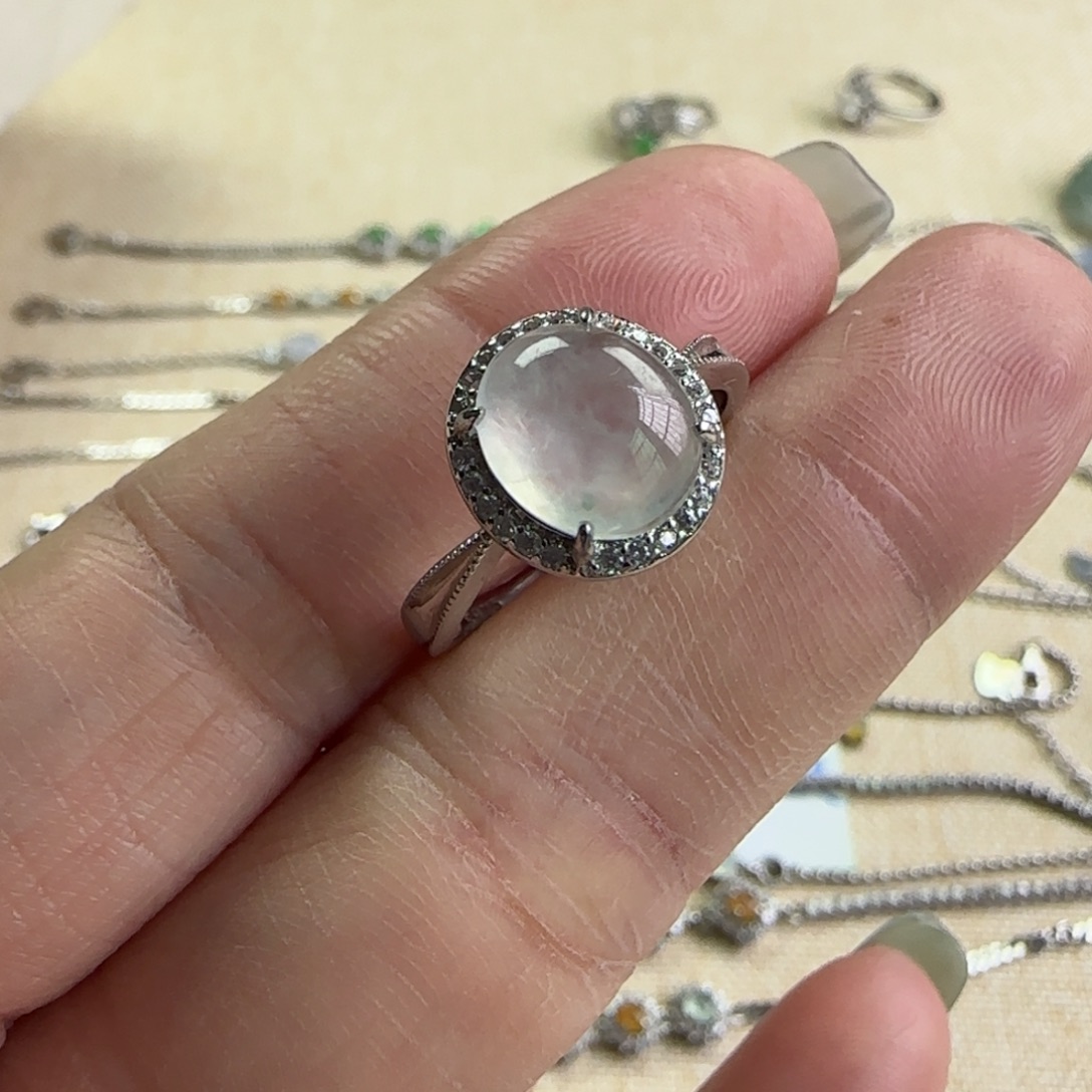 翡翠银S925镶嵌戒指戒指