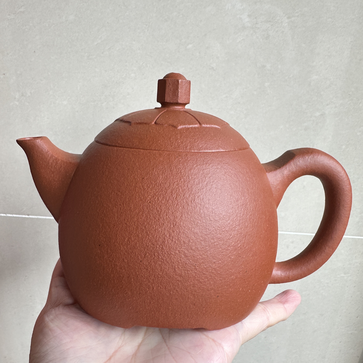 宜兴正品紫砂壶原矿黄龙山矿标大红泥龙蛋秦权528cc精工半手收藏