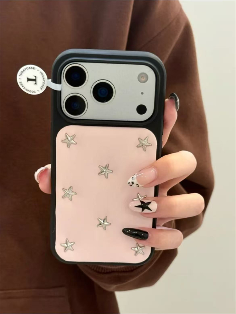 ins少女皮质星星柳钉适用iPhone17promax手机壳16pro个性15promax