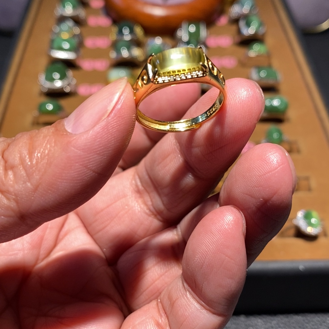 和田玉银S925镶嵌戒指