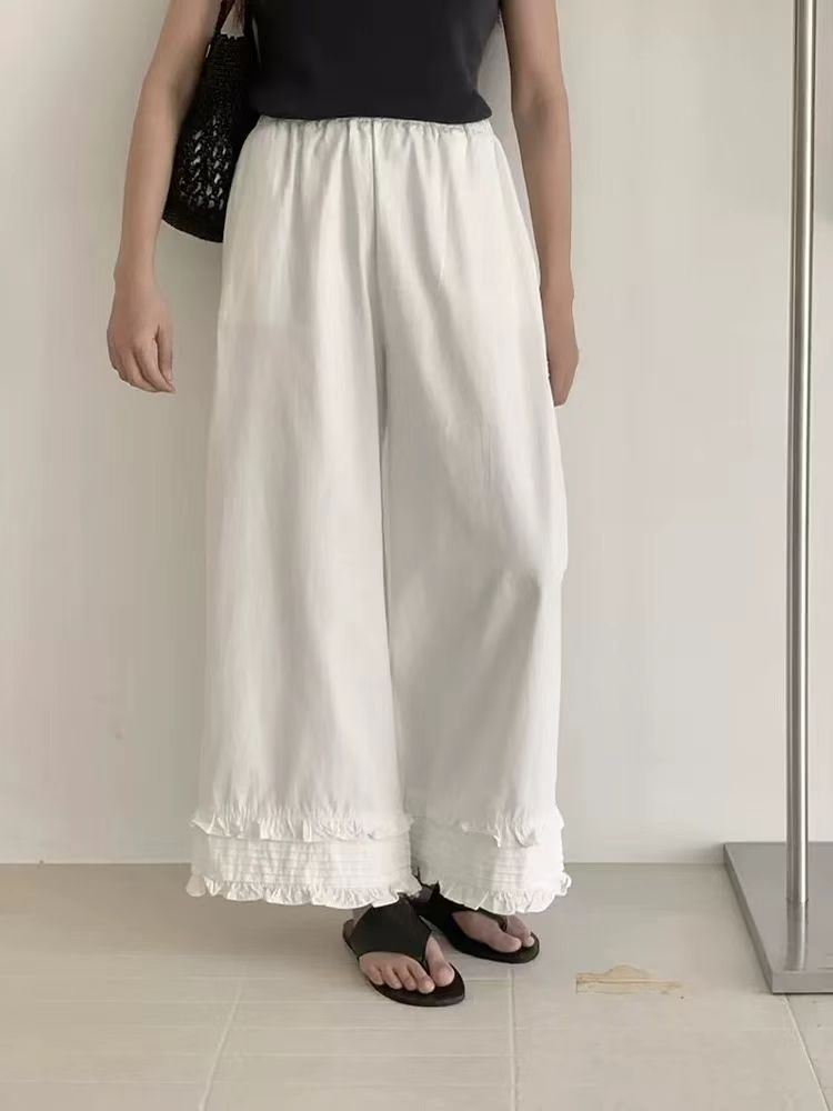 【竹三店】5830白色休闲阔腿裤