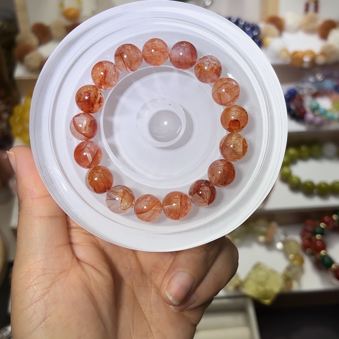 未镶嵌水晶手链天然红胶花手串