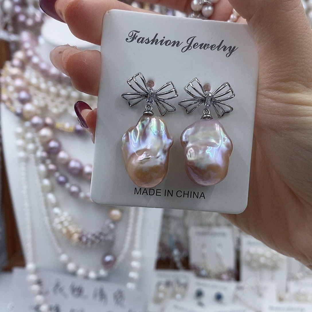 淡水珍珠耳饰银S925镶嵌