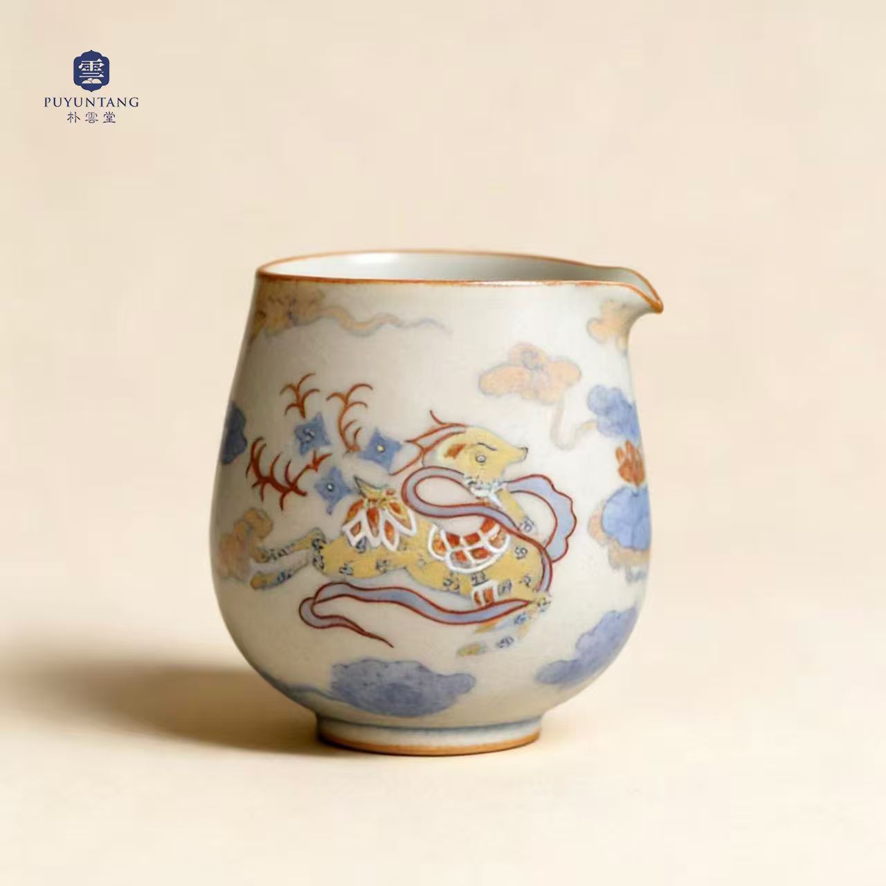 水滴公道杯斗彩.彩云鹿_200ml（C-7）