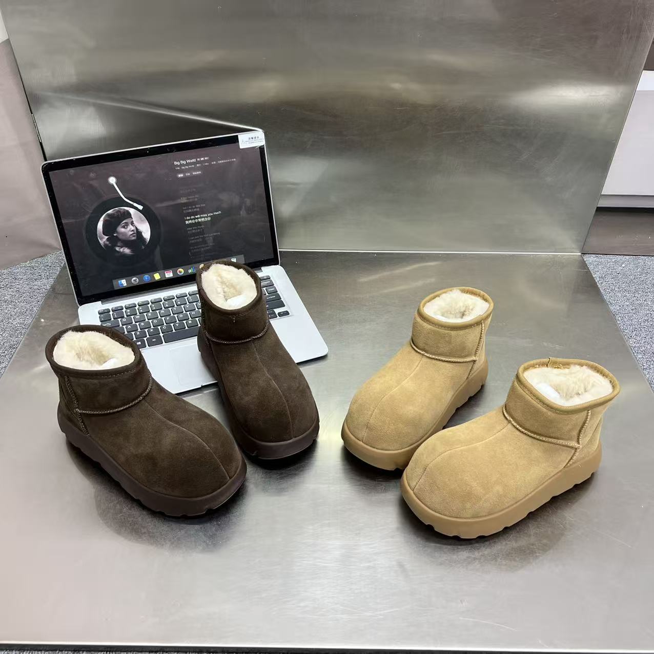 D1002-8时尚百搭休闲雪地靴圆头加绒保暖冬季4.5厘米底厚潮流