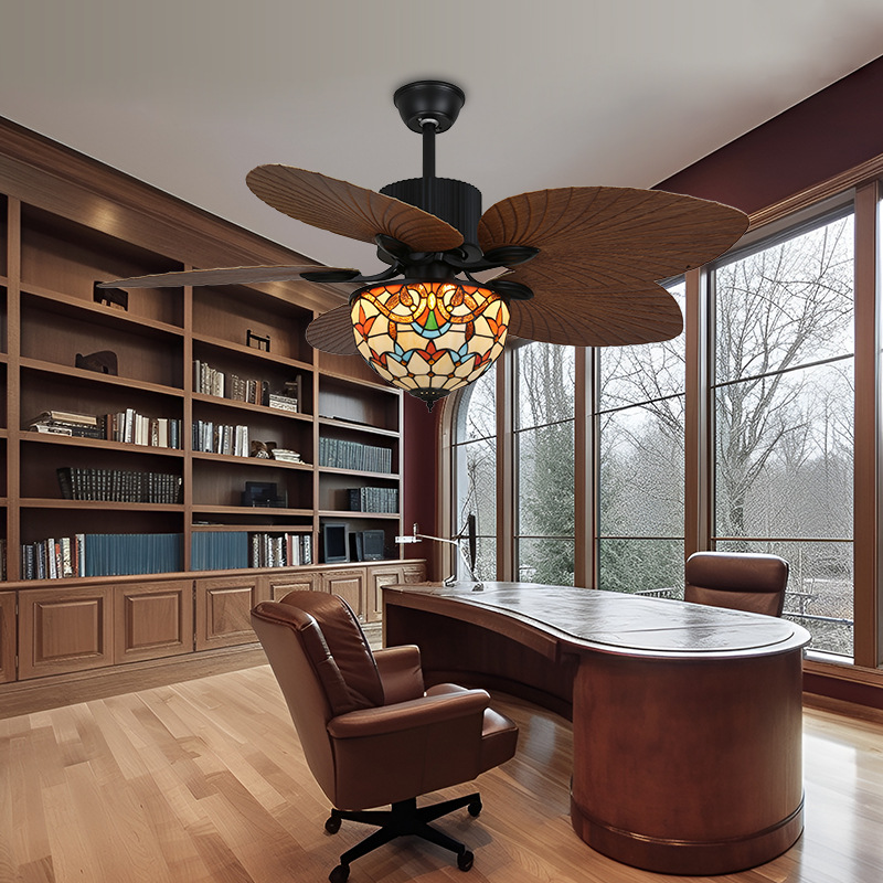 宸居高端复古风扇灯蒂凡尼客厅家用电扇带灯餐厅大气巴洛克风扇灯