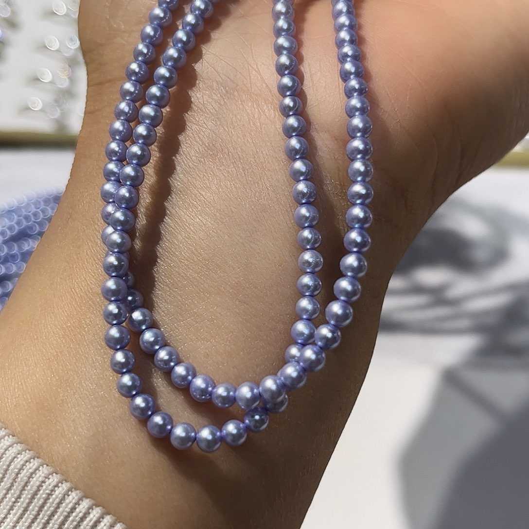 未镶嵌项链淡水珍珠3.4蓝玫瑰毕业级