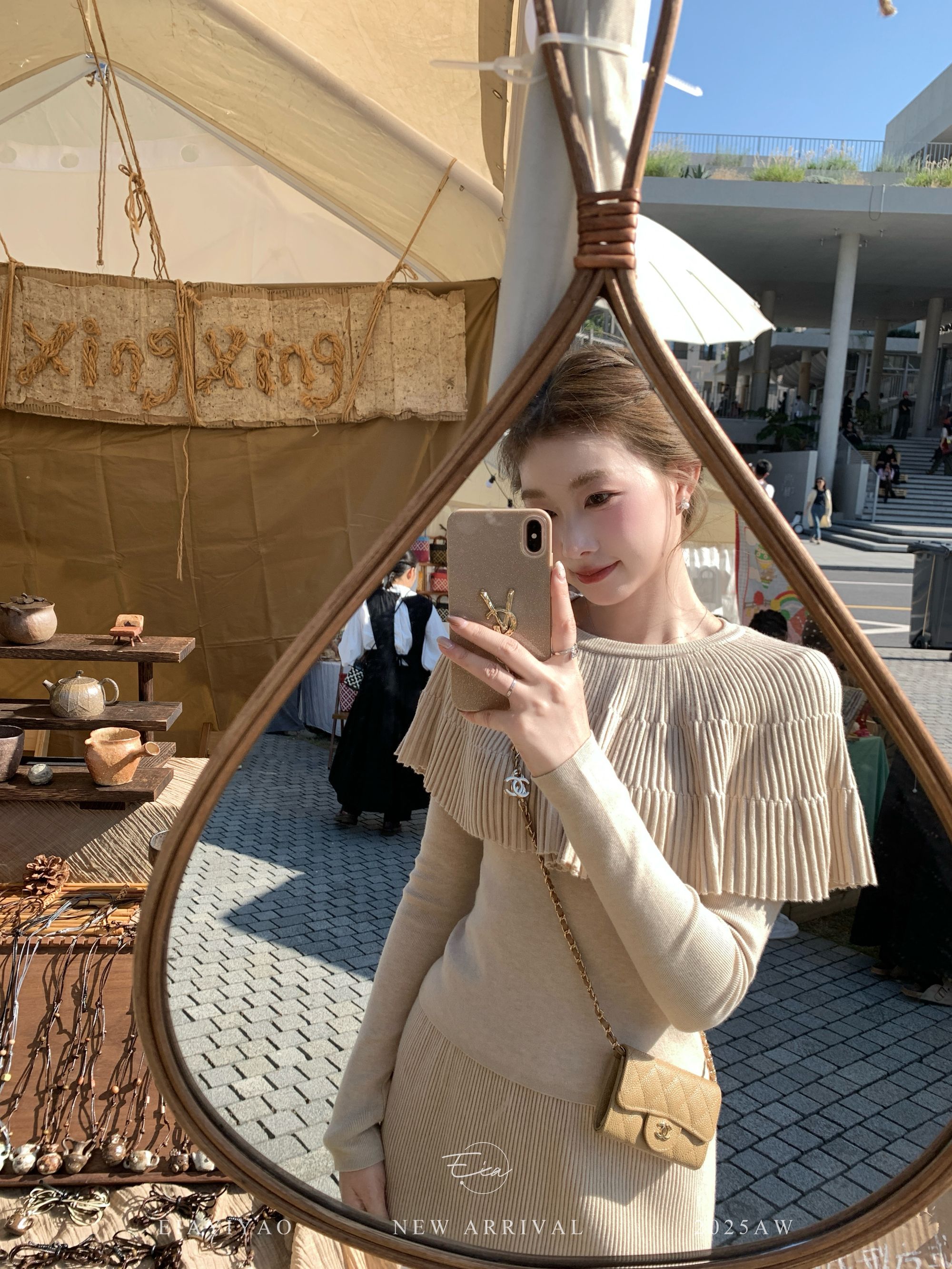 EIA一尧【淡淡古早美人】气质女人斗篷毛织上衣+半裙显瘦高智套装冬