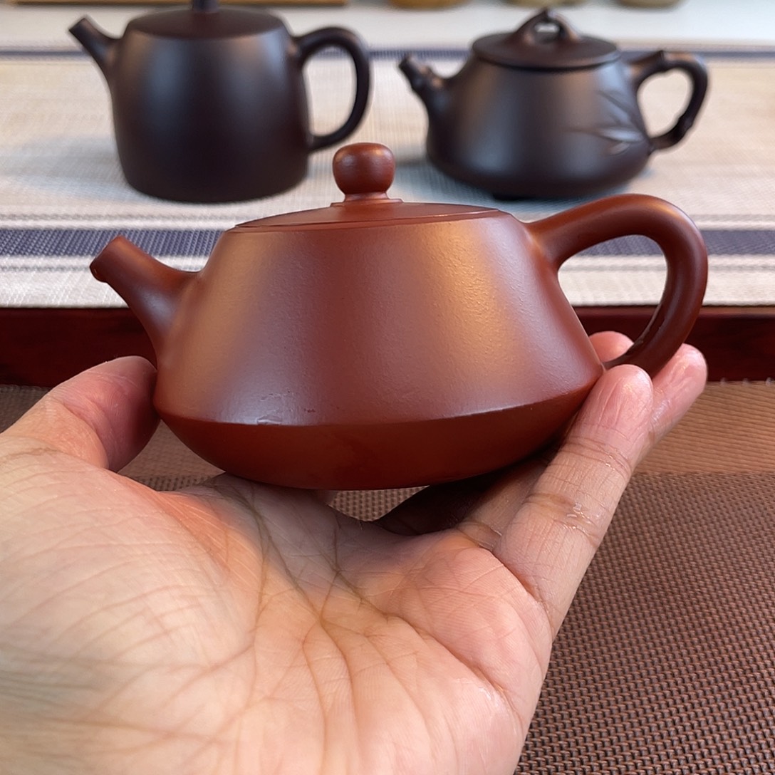 壶紫砂原矿朱泥柱瓢器型