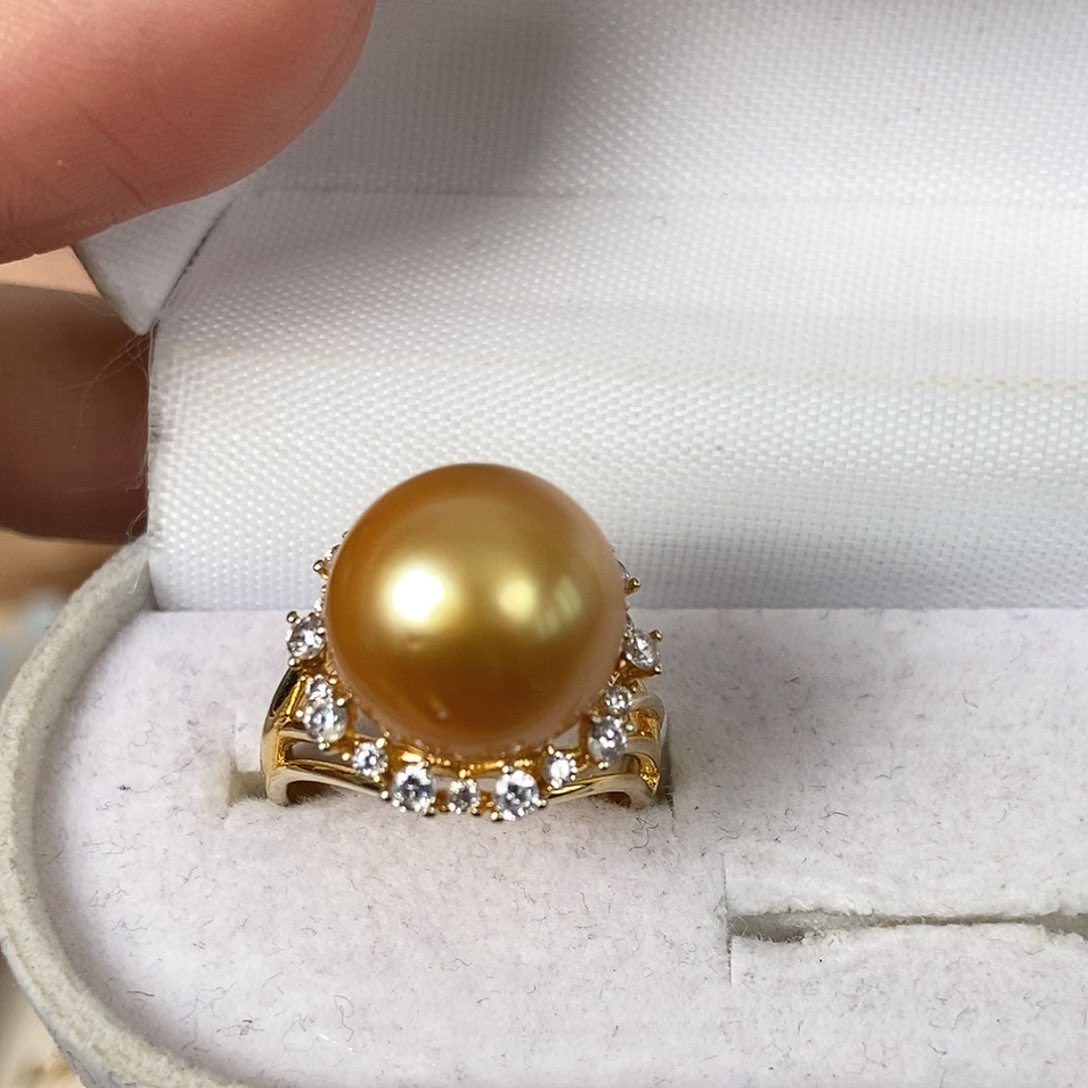 海水珍珠戒圈银S925镶嵌