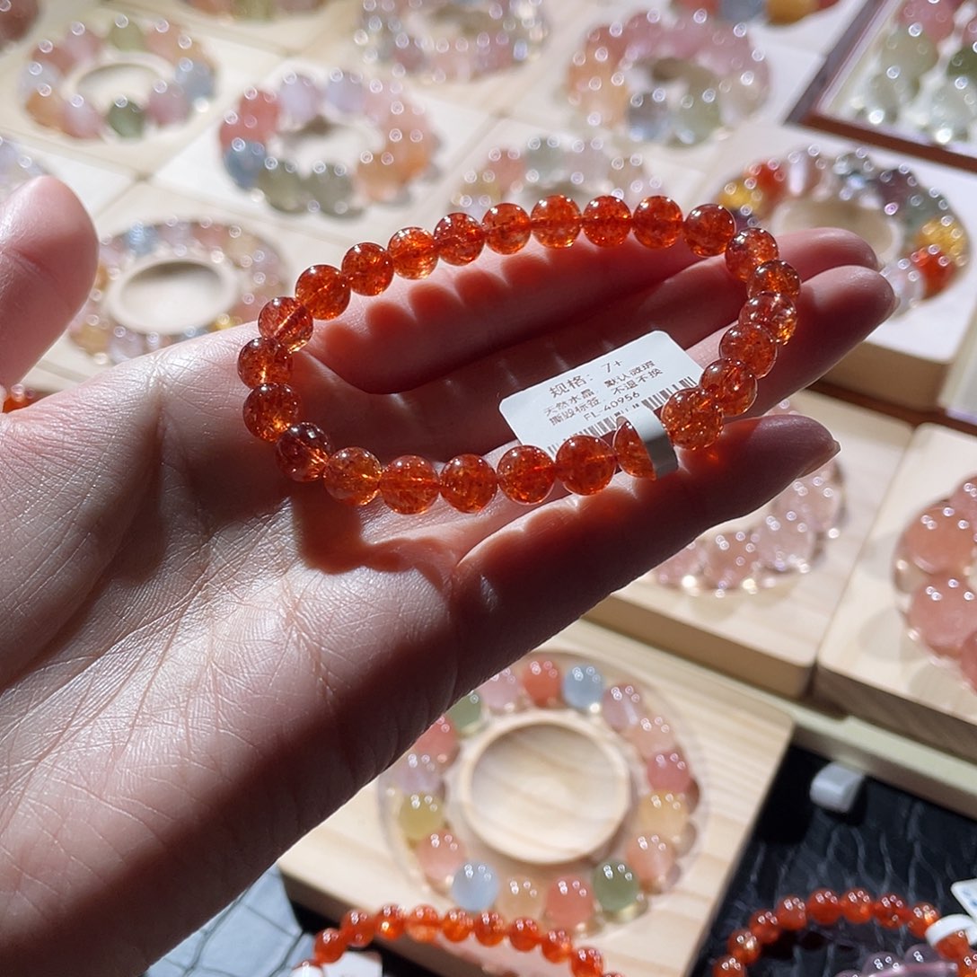 日光石未镶嵌手链金太阳手链，晶体通透